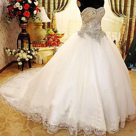 Wedding Dress, Crystal Corset Princess Wedding Dress, Crystal Ball Gawn ...
